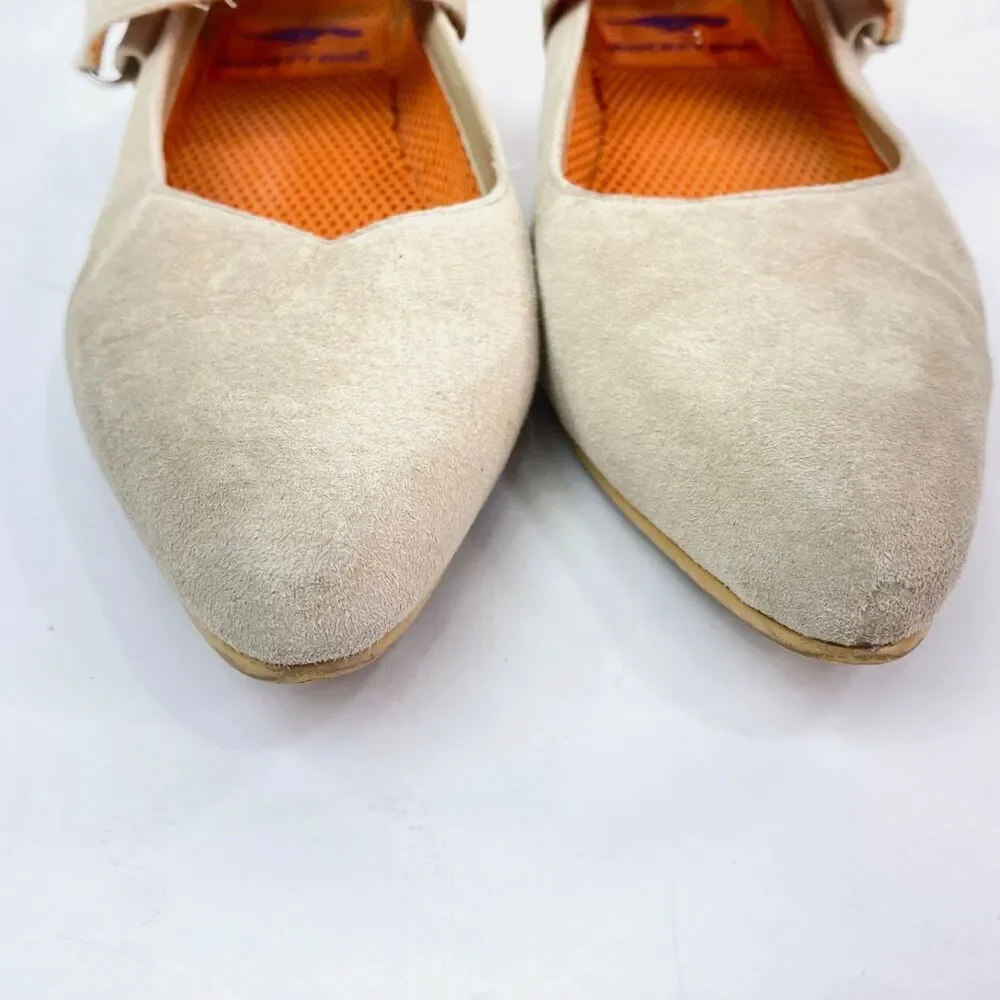 Rocket Dog Leather Nubuck Neutral Beige Loafer Flats Straps Pointed Toe Career